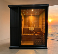 Sauna extérieur carré en bois thermo traité, facile à utiliser, capacité 4-6 personnes, en épicéa canadien, avec chauffage