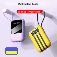 Banco de Energía de 20W con Pantalla Digital, Mini Banco de Energía de 20000mah con Cables Integrados, Cargador Portátil de Viaje para Teléfono