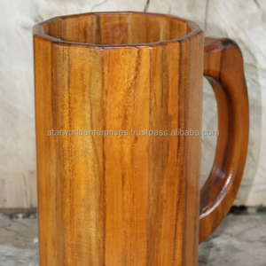 Tasse en bois rustique faite à la main en bois d'acacia ou de manguier écologique café artisanal naturel verres fabriqués en Inde - Product Image 1