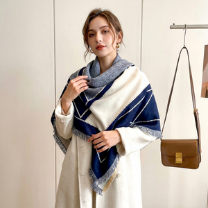 Écharpe en fausse fourrure cachemire, style japonais Harajuku, patchwork, longue, double usage, châle climatisé, vente en gros - Product Image 1