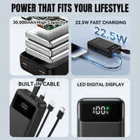 Power Bank Terbaru 30000mAh dengan Layar LCD, Kabel Terintegrasi, Pengisian Cepat, Power Bank & Power Station 20000mAh, Logo Custom