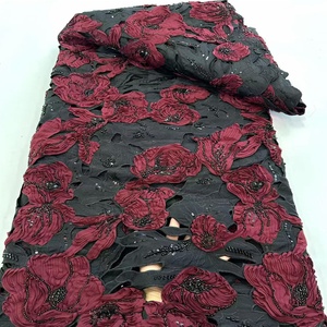 5 Yardas de Tela de Encaje Africano con Cuentas de <span class=keywords><strong>Guipur</strong></span> <span class=keywords><strong>para</strong></span> <span class=keywords><strong>Vestido</strong></span> de Fiesta de Boda - Product Image 3