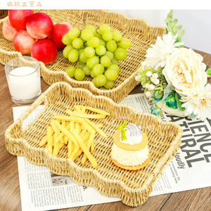 Plateau de rangement rectangulaire empilable en rotin imitation Bobai, panier de cuisine non fini RD236217 - Product Image 3