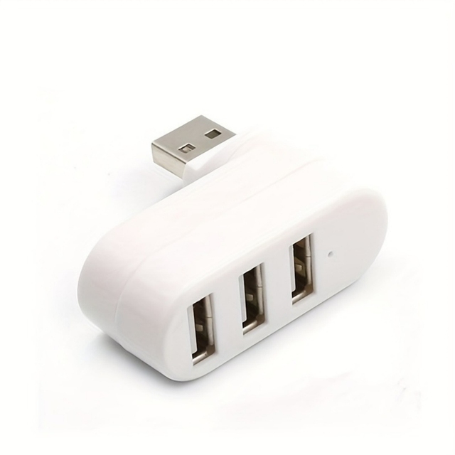 USB Hub 2.0 Adapter 180° Rotatable 3 Ports USB 2.0 U Disk Card Reader Splitter High Speed Data Transfer for Computer