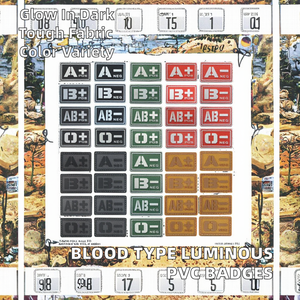 ป้ายยางพีวีซีเรืองแสงสำหรับการระบุประเภทเลือดมีหลายสีพร้อมห่วงเกี่ยวแผ่นรองยุทธวิธีกลางแจ้ง - Product Image 2