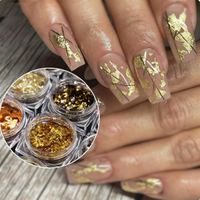 12 boîtes de papier métallisé doré argenté, flocons d'autocollants en aluminium irréguliers, paillettes, paillettes métalliques, paillettes pour la décoration de la manucure