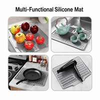 Tapis de séchage en silicone résistant à la chaleur pour évier de cuisine, plateau de drainage, dessous de plat