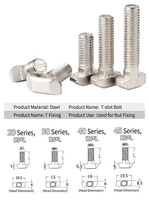 Vis à tête marteau en profilé d'aluminium industriel, norme nationale européenne, type T, tailles M5M6M8, 20/30/40/45, boulons en acier