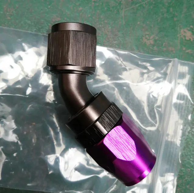 High pressure AN10 10AN straight 45 90 120 180 degree elbow swivel hose ends purple an fittings for oil coolers