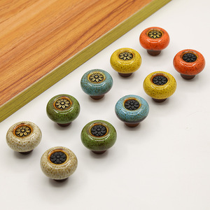 Zinc Alloy Spherical Handle <strong>Pull</strong> Leopard-Print Glazed Finish for Cabinet Wardrobe Drawer American Style Concealed Installation - Product Image 2