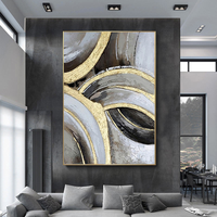 Tableau mural moderne en feuille d'or pour dropshipping, toile peinte à la main, peinture abstraite artisanale encadrée