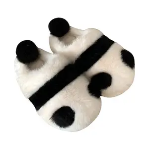 XIXTIAO panda résistant à l'usure personnalisé laine bébé facile en peluche diapositives ours moelleux panda ours pantoufles coton chaussures maison pantoufles