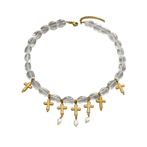 Collar con colgante de cruz de cuentas de cristal blanco para mujer, fiesta elegante, uso diario, regalo de joyería - Product Image 4