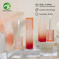 Nouveau design d'usine – Tubes de brillant à lèvres vides carrés dégradés orange de 5 ml avec bouchon à vis – Emballage cosmétique personnalisé