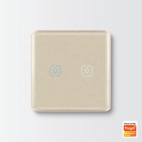 Interrupteur intelligent Tuya Zigbee 3.0 EU pour maison connectée, 2 gangs, relais magnétique, sans neutre, doré, 16A max. Courant pour une vie intelligente