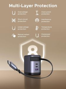 <span class=keywords><strong>Cargador</strong></span> Retráctil USB C GaN de <span class=keywords><strong>100W</strong></span> <span class=keywords><strong>UGREEN</strong></span> Nexode con Cable Integrado, Adaptador de Pared de Carga Rápida de 3 Puertos para Laptop - Product Image 4
