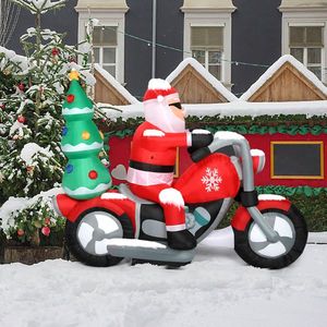 Rides Motorcycle 6ft <b>Inflatable</b> Outdoor Holiday Yard Decoration With Christmas Tree and Lights D0100HPUPEV 6ft Santa - Product Image 4