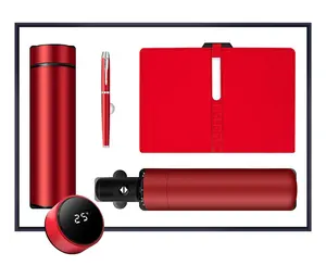 Without MOQ 2024 New Arrival A5 Notebook + Vacuum Flask + USB Flash Drive + Pen + A5 Notebook + Speaker + Power Bank Gifts Set