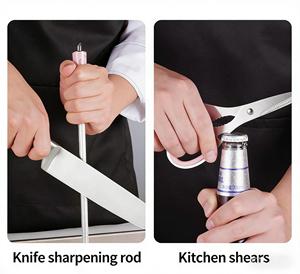 Juego de Cuchillos de Cocina de Acero Inoxidable de 8 Piezas con Mango Azul, Cuchillo de <span class=keywords><strong>Chef</strong></span>, Cuchillo para Carne, Cuchillo para Pan y Tijeras para Cocinar en Casa - Product Image 4