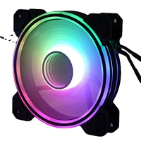 Ventilateur de refroidissement CPU à eau réglable en vitesse, arc-en-ciel coloré, LED 12025mm PWM, ventilateur de jeu pour ordinateur ARGB avec design miroir