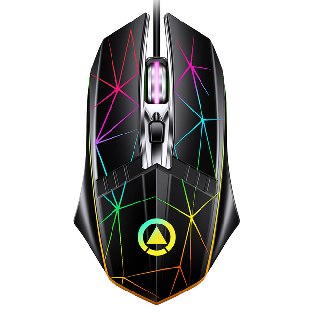 G11 Wired 4-Button USB Gaming Mouse with Burst Crack Light Colorful Metal Wheel Ergonomic 3D Style Mute Gamer Mice for PC Laptop