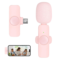 Mini microphone cravate sans fil K9 rose rouge 2,4G pour Tiok Yutb Diffusion en direct Vlog Enregistrement vidéo
