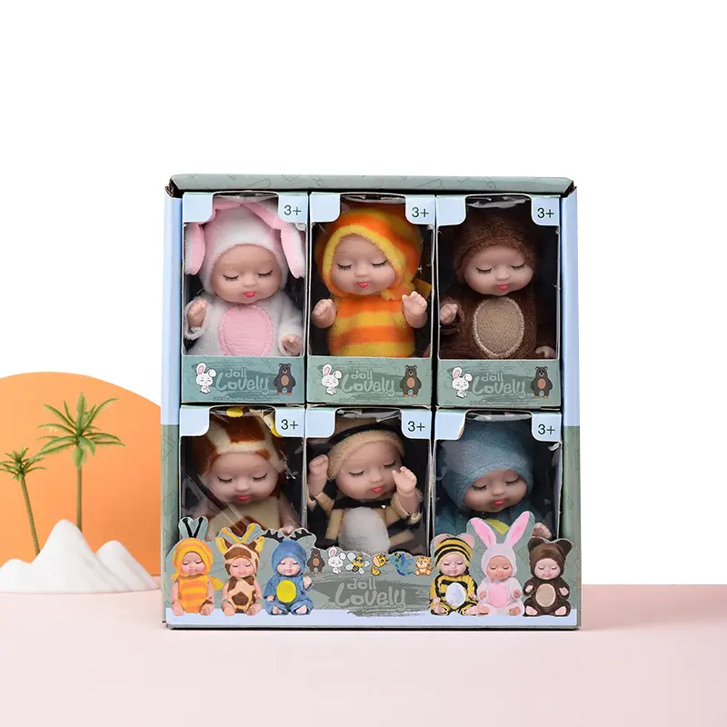 2024 nueva venta al por mayor de dibujos animados de Pvc Lindo juego de muñecas pequeñas para niños interactivo Mini bebé muñeca biónica juguetes para niños niñas