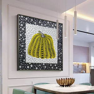 Cuadro Decorativo Cuadrado Abstracto de Calabaza para Sofá, Bordado Artesanal en Tela con Marco - Product Image 4