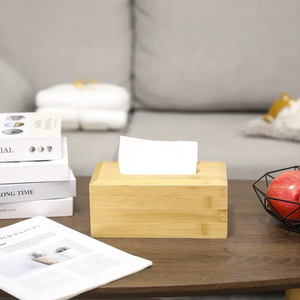 Distributeur de boîte <span class=keywords><strong>à</strong></span> mouchoirs <span class=keywords><strong>en</strong></span> <span class=keywords><strong>bois</strong></span> de bambou de style simple le plus vendu porte-serviettes verni naturel avec utilisation de table de tapis de couvercle coulissant - Product Image 4