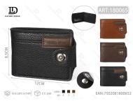 Portafoglio da uomo in vera pelle con chiusura a bottone singolo, set con confezione regalo - Product Image 1