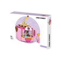 Set blok bangunan kecil lucu, toko kopi Model 3D blok bangunan untuk anak-anak 380 buah berkualitas tinggi