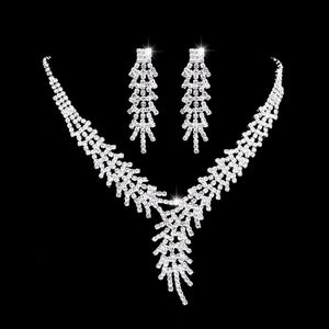 Collar de Novia para Boda, Juego de Joyería de Tres Piezas con Cristales y Pedrería, Collar y Aretes con Forma de Pluma para Mujer - Product Image 5