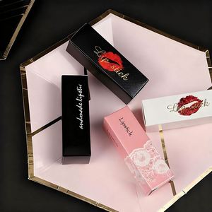 กล่องลิปสติกปั๊มลายทอง พร้อมบรรจุภัณฑ์กระดาษการ์ดสีขาวสำหรับหลอดลิปสติกและผลิตภัณฑ์เครื่องสำอาง - Product Image 4