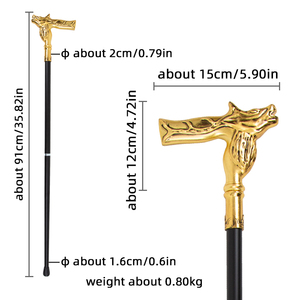 Canne de luxe en forme de tête de cerf avec poignée en laiton et tige noire pour la marche et le soutien - Product Image 6