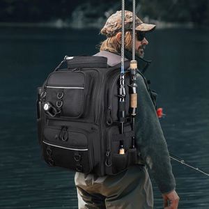 Sac à dos de pêche imperméable de grande taille avec porte-cannes et 3 boîtes à accessoires - Échantillon gratuit - Product Image 4