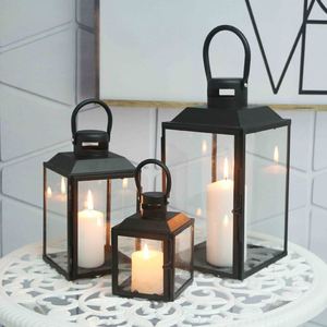 Casa Uso de decoración de metal negro vela linterna - Product Image 5
