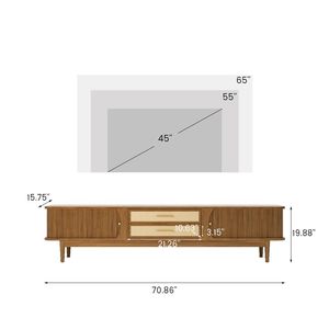 AJUNION Mobilier de salon moderne Meuble <span class=keywords><strong>TV</strong></span> en bois noyer Tiroirs en rotin tissé Portes roulantes Meuble <span class=keywords><strong>TV</strong></span> Unité <span class=keywords><strong>TV</strong></span> - Product Image 4