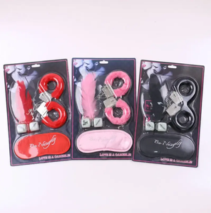 Látigo de paleta sexual para juego de adultos, Kit de Bondage, 4 piezas, juego de esposas, dados, azotes, venda para los ojos, parche para coquetear, juguetes exóticos para amantes - Product Image 1