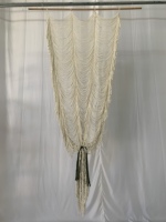 Rideau en macramé fait main, style bohème, en coton tissé avec des pompons, pour décoration murale extérieure, patio, mariage, ou toile de fond.