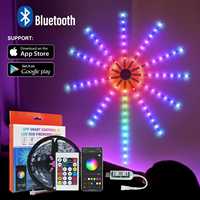 Bande lumineuse murale LED RGB 5V pour maison intelligente, effet feux d'artifice, décorative, lumières de Noël avec télécommande/contrôle par application