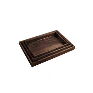 Stile giapponese antico a un solo livello in legno pane vassoio di spezie rettangolare di bambù gioielli di stoccaggio <span class=keywords><strong>Display</strong></span> intagliato lacca - Product Image 5