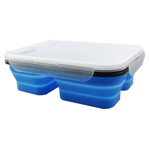 Eco-Friendly Silicone Bento Lunch <b>Box</b> Collapsible and Multi-Use Microwave Dishwasher Freezer Safe Food <b>Container</b> - Product Image 1