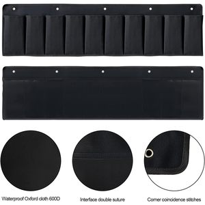 RV Shoe Pockets 10 Pockets Hanging Storage Organizer with Hooks for Bedside Use <b>Black</b> Oxford Cloth - Product Image 4