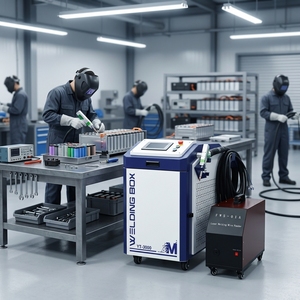 Machine de soudage laser portative 1500W 2000W 3000W 5 en 1 avec stockage d'énergie et refroidissement par eau pour la fabrication de batteries au lithium et de métaux - Product Image 1