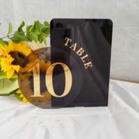 Numéros de table en acrylique personnalisés pour mariage, dorés et transparents, avec base, pour fêtes et événements de mariage
