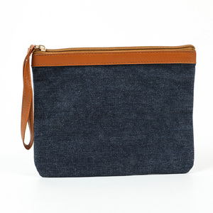 Bán buôn cao cấp biểu tượng tùy chỉnh thêu bông trang điểm Túi tái sử dụng sinh thái đồ dùng cá nhân tổ chức Túi mỹ phẩm với dây kéo da - Product Image 2