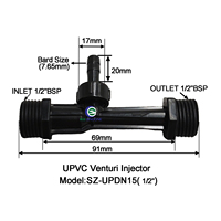 Suministro de fábrica, rosca UPVC 3/8 BSP para estanque de peces, inyector de tubo Venturi, inyector de mezcla de agua y Gas, boquilla de inyección de fertilizante