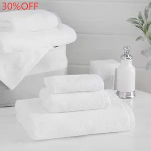 Toalla de baño de mano de algodón 100% personalizada para Hotel, venta al por mayor, de lujo, color blanco, 100