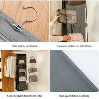 Organisateur de sacs à main suspendu pliable multi-couches à 6 poches, sac de rangement compressible anti-poussière en non-tissé pour salon, armoire et placard