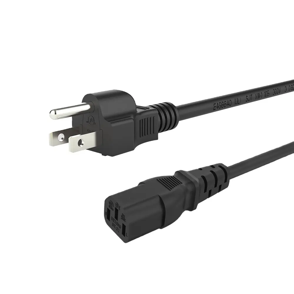 DeTong UL 3-kawat perlengkapan listrik Nema 5-15p sampai iec C13 AC kabel listrik kabel listrik kabel catu daya laptop